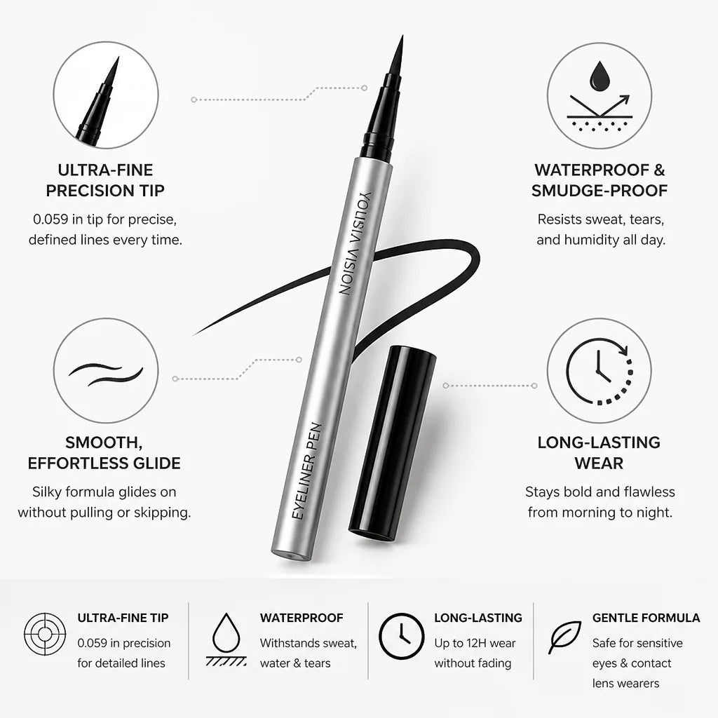 Gel Eyeliner Pen Ultra-Fine Tip Waterproof & Smudge-Proof