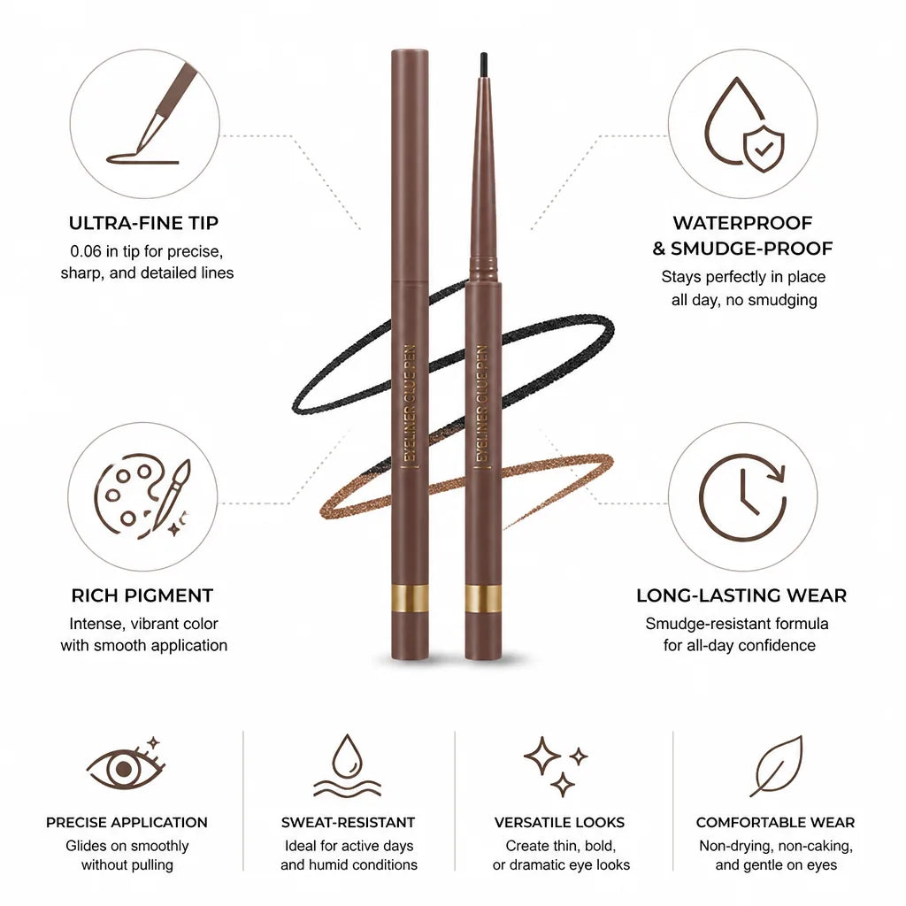 Gel Eyeliner Pencil Ultra-Fine Tip Waterproof & Smudge-Proof