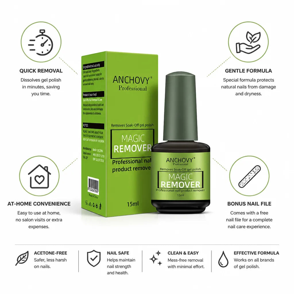 Gel Nail Polish Remover Fast-Acting Gentle Free Nail File