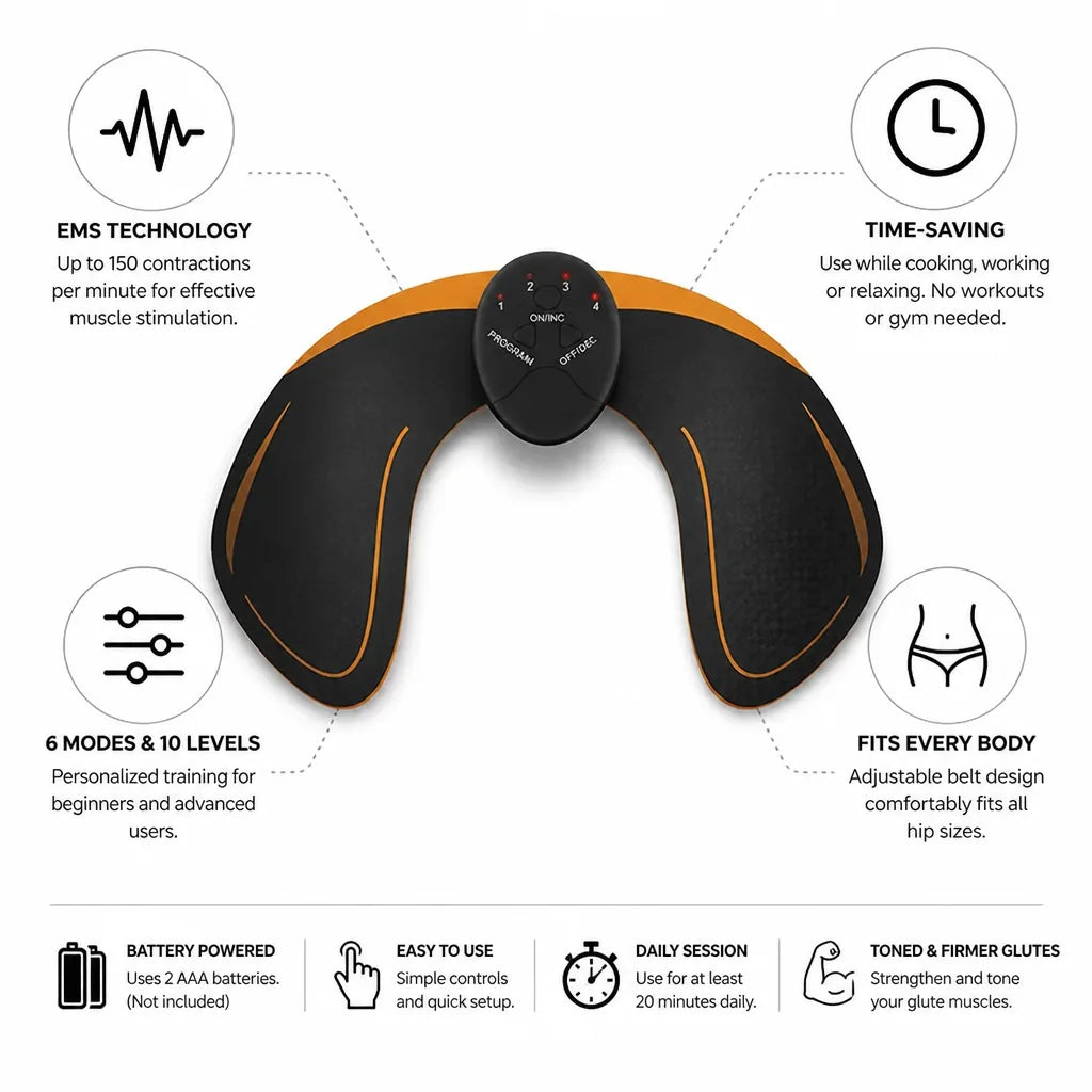 Glute Trainer EMS Belt Ten Levels & Six Modes