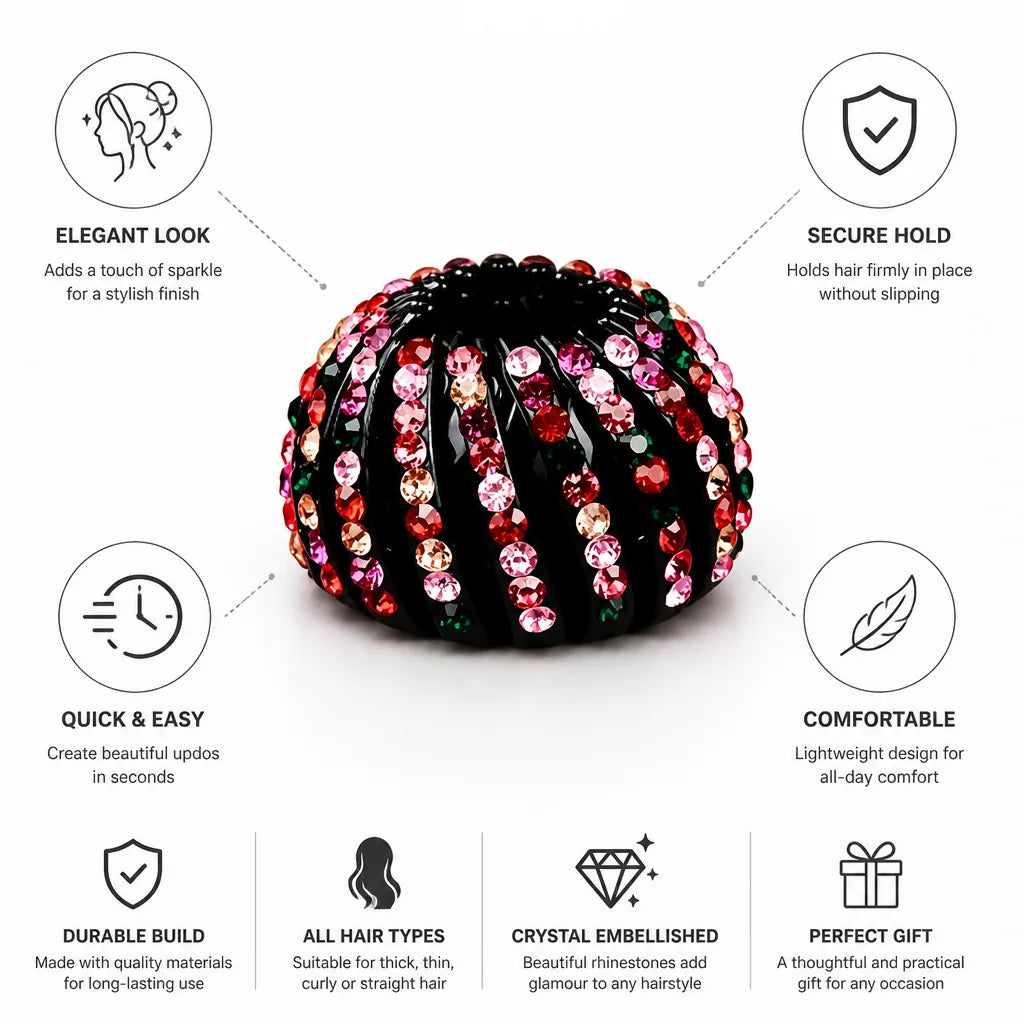 Hair Clip Crystal Embellished Secure Grip