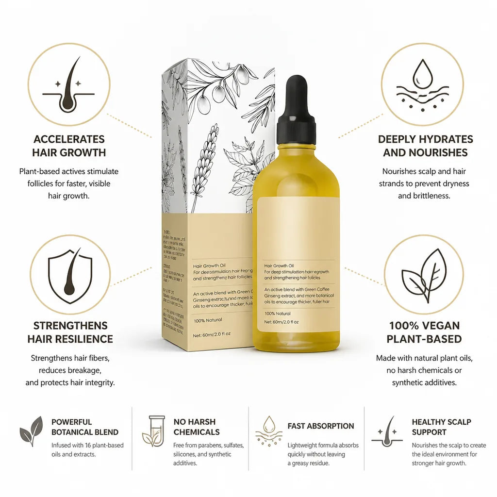Hair Growth Oil Vegan Plant-Based Set of 2