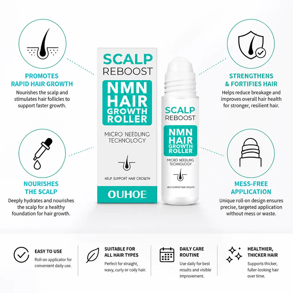 Hair Growth Serum Roll-On Mess-Free Strengthens & Thickens