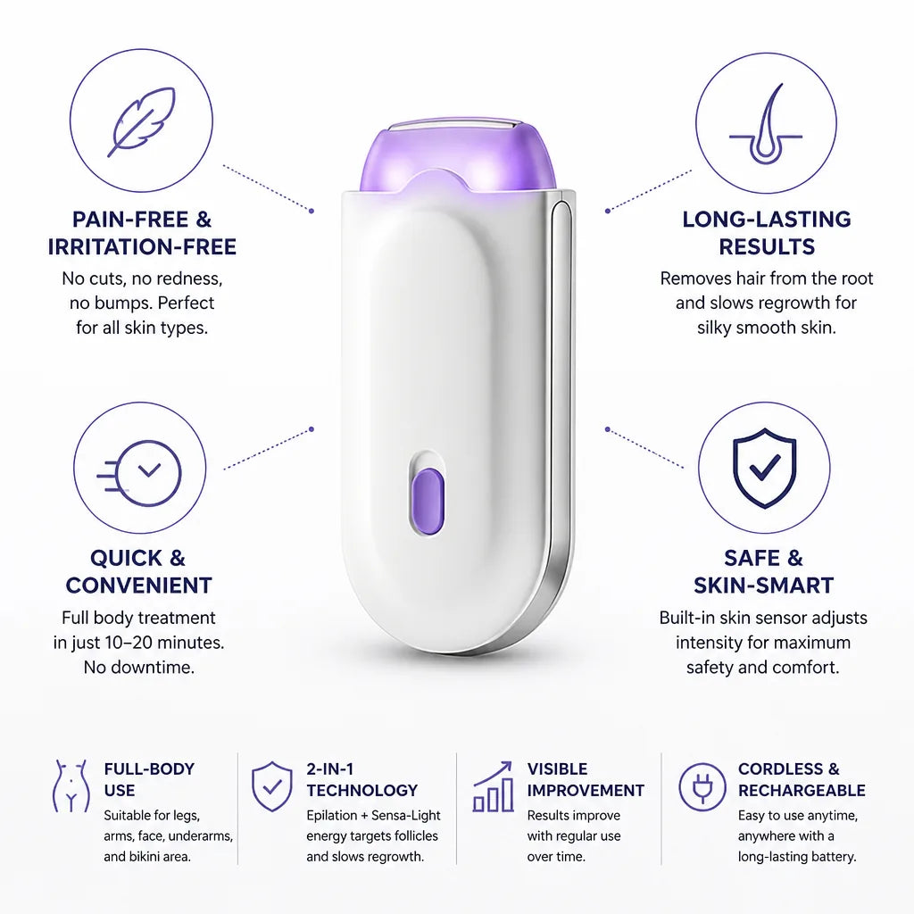 Hair Removal Device Full-Body Epilator & Light Therapy