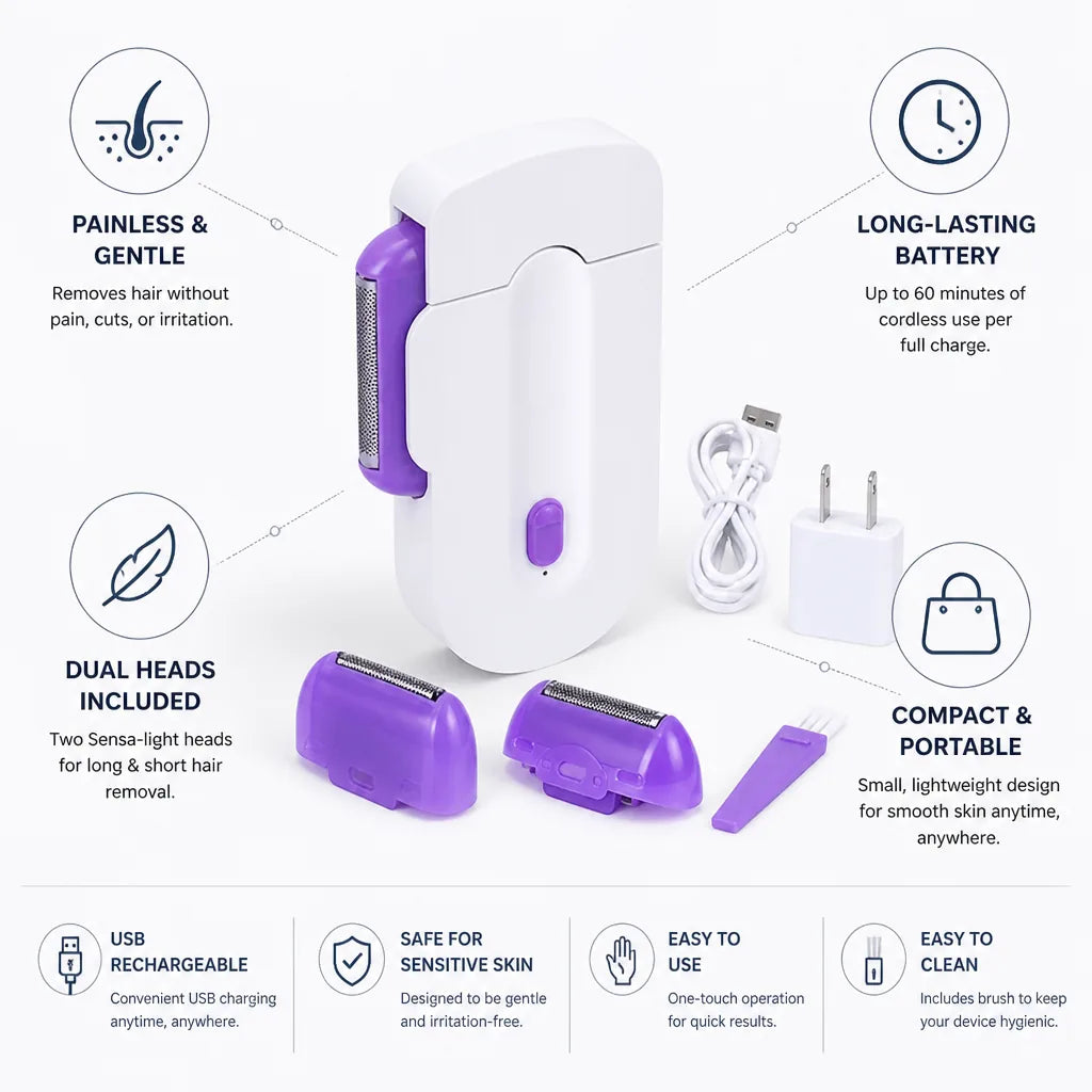 Hair Removal Kit Painless USB Rechargeable Dual Heads