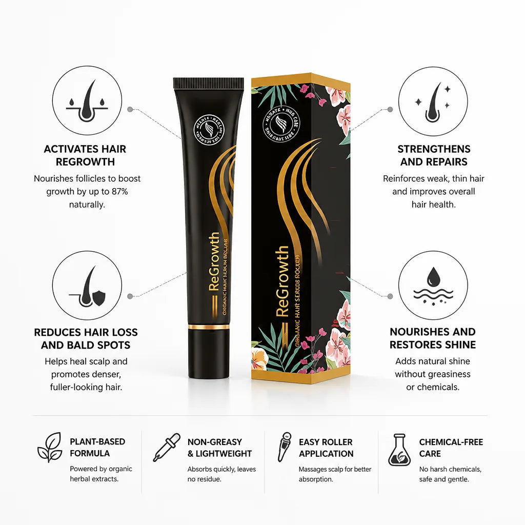 Hair Serum Roller Organic Plant-Based 20ml Non-Greasy