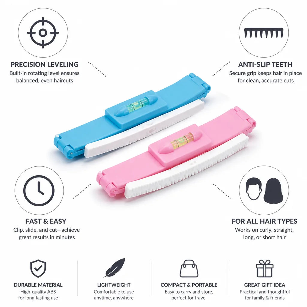 Haircut Leveling Clips Rotating Level & Anti-Slip Teeth 2-Pack