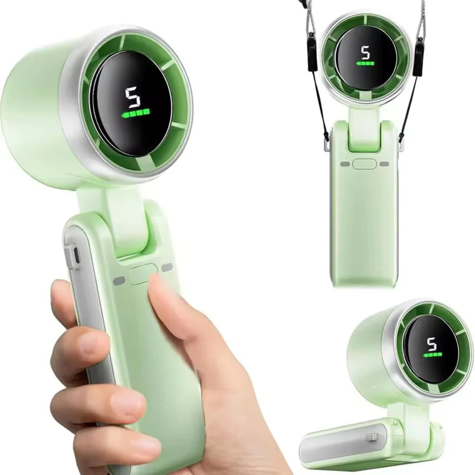 Handheld Fan Foldable Digital Display USB-C Rechargeable