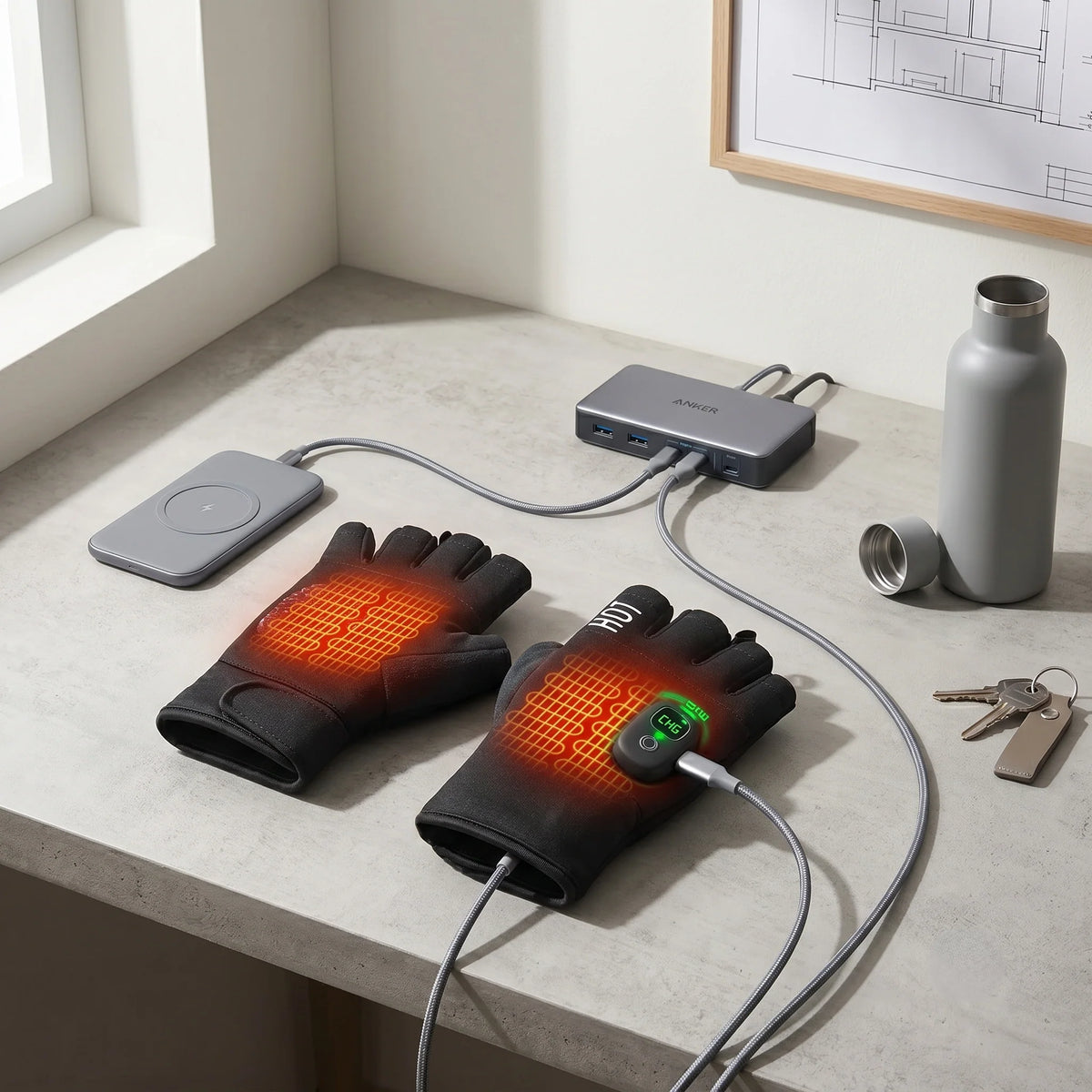 Heated Gloves Rechargeable & Adjustable Heat