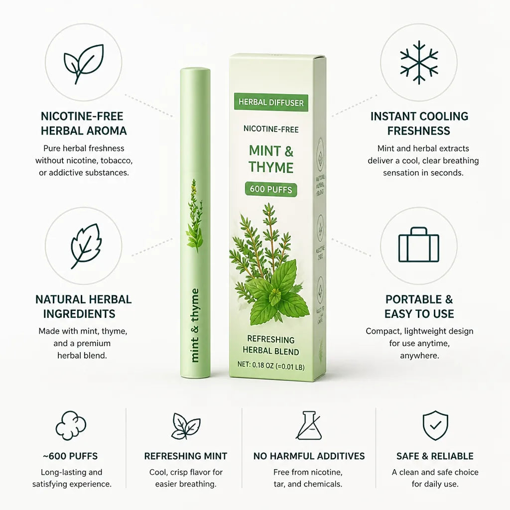 Herbal Diffuser Nicotine-Free Mint & Thyme 600 Puffs