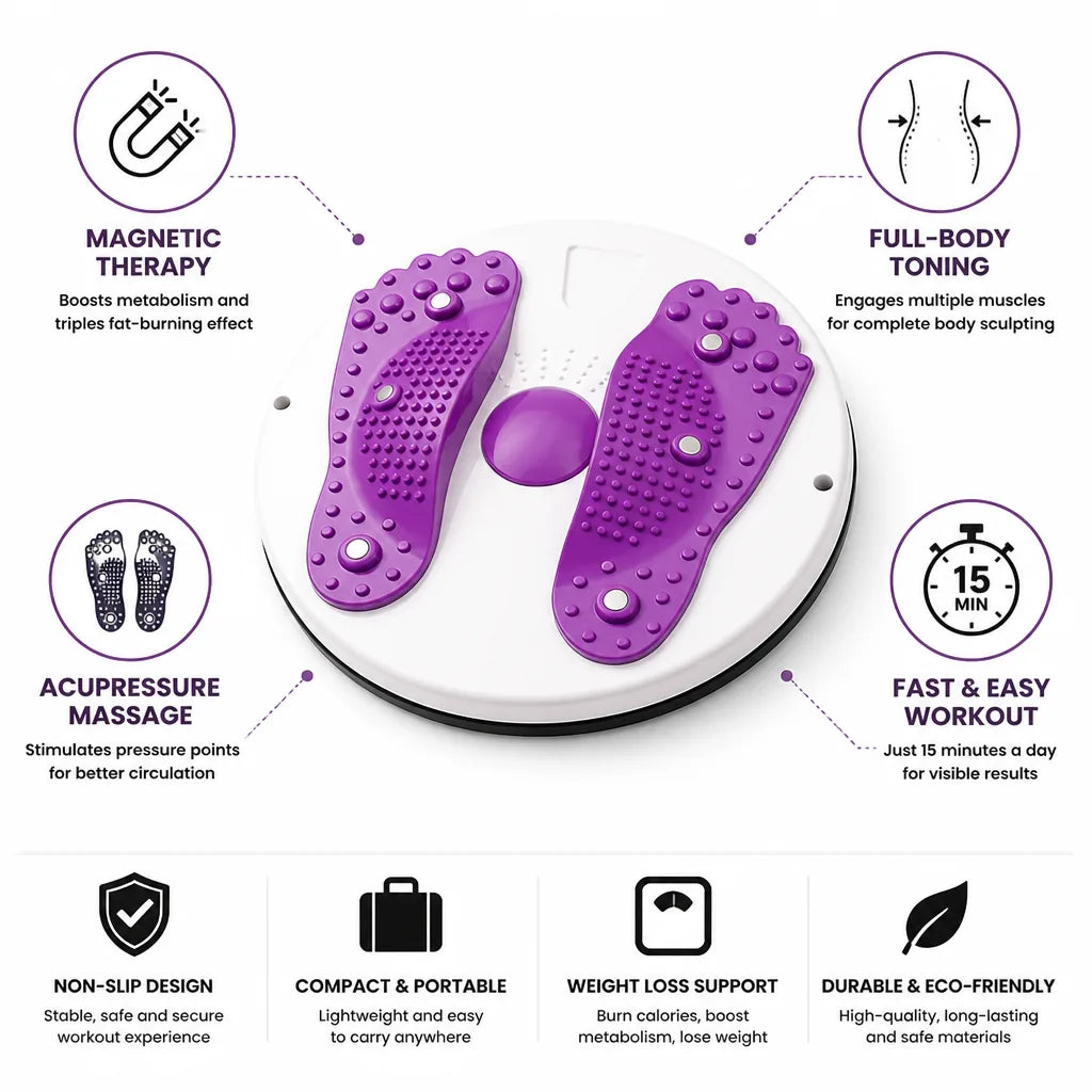 Hip Twist Exercise Board Magnetic Acupressure Compact Non-Slip