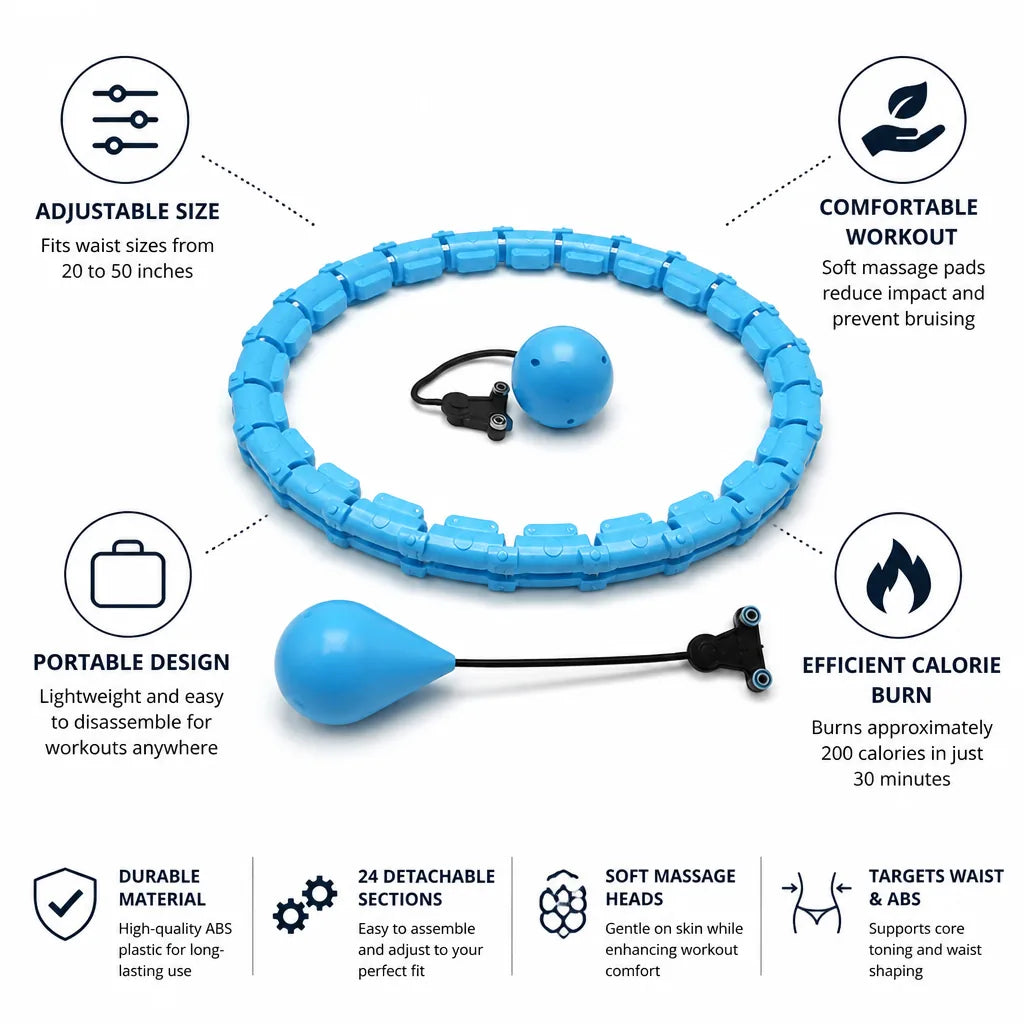 Hula Hoop Adjustable 20–50 Inch With Massage Pads