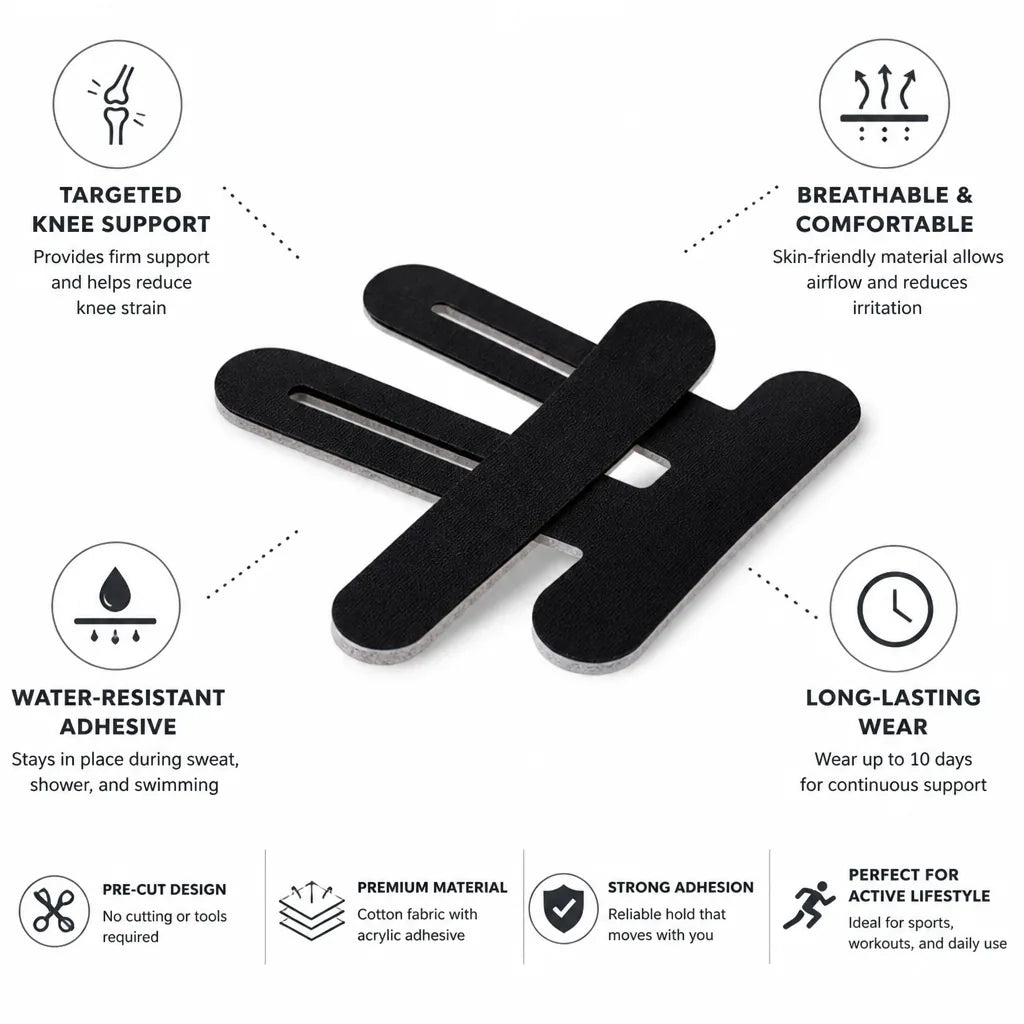 Kinesiology Knee Tape Pre-Cut Breathable & Water-Resistant 2-Pack