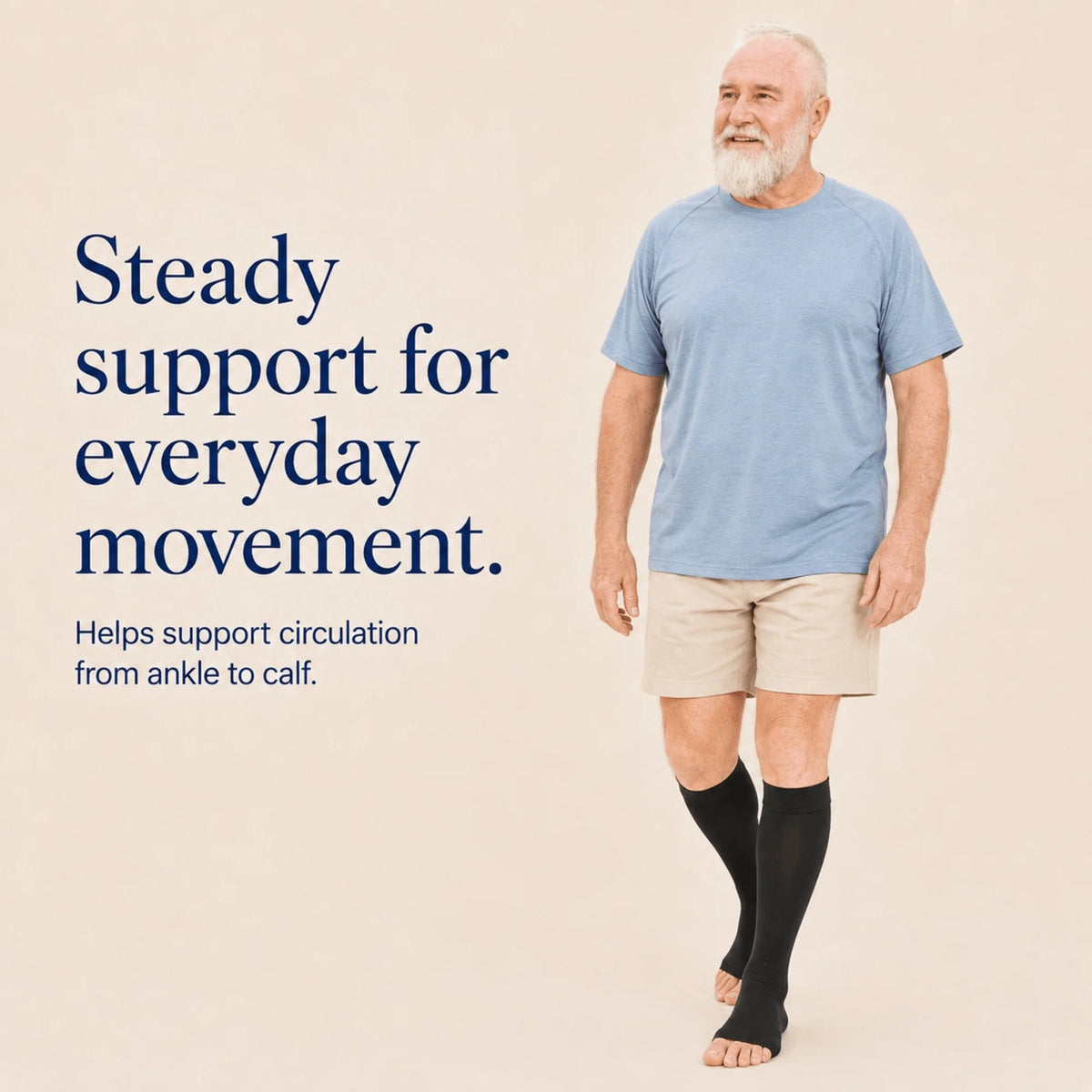 Knee-High Compression Socks Graduated 20-30 mmHg Open-Toe