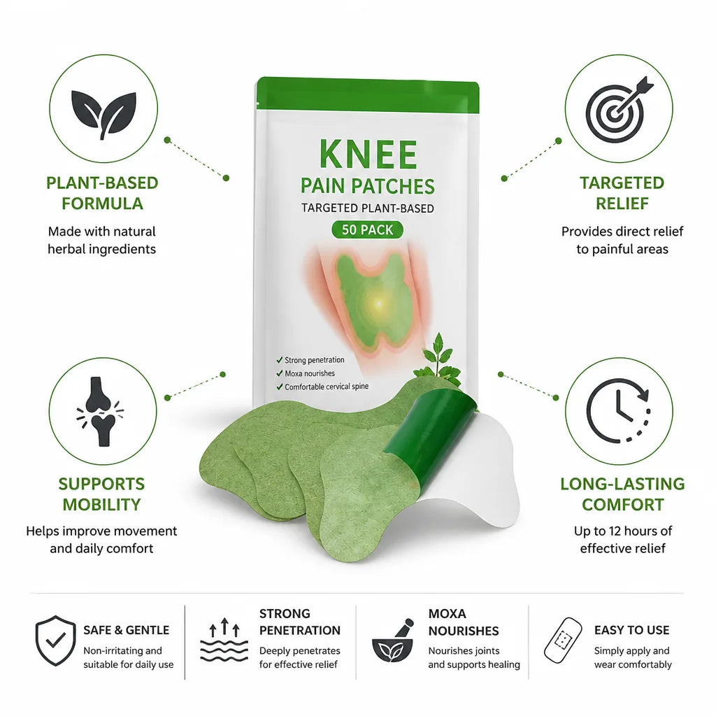 Knee Pain Patches Targeted Plant-Based 50 Pack