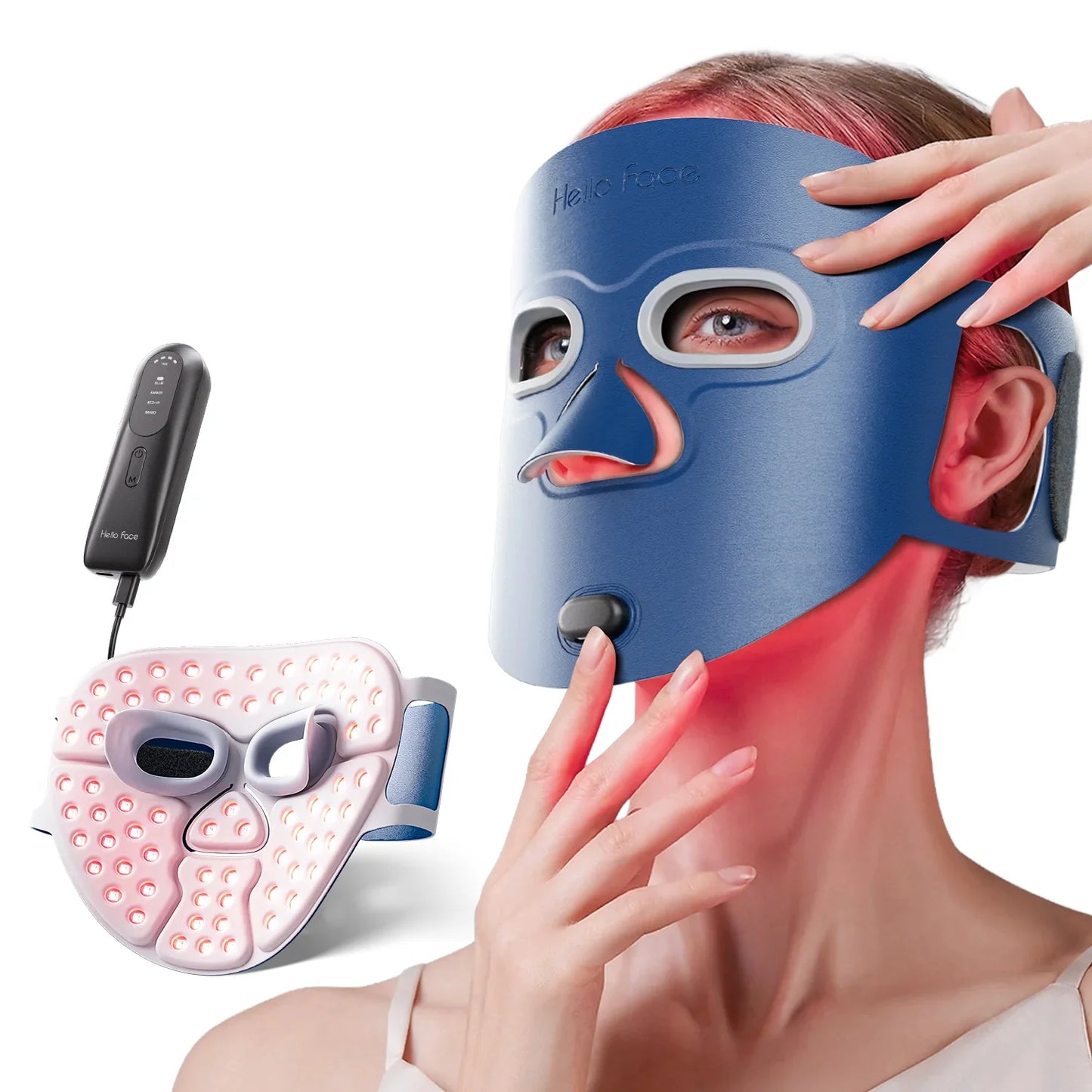 LED Face Mask Multi-Wavelength Rechargeable Hands-Free