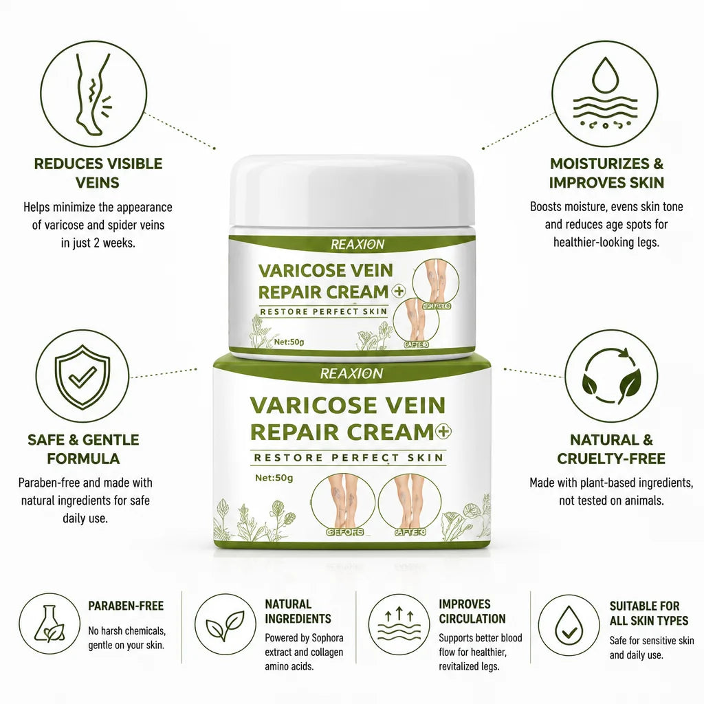 Leg Cream Reduces Varicose & Spider Veins Paraben-Free
