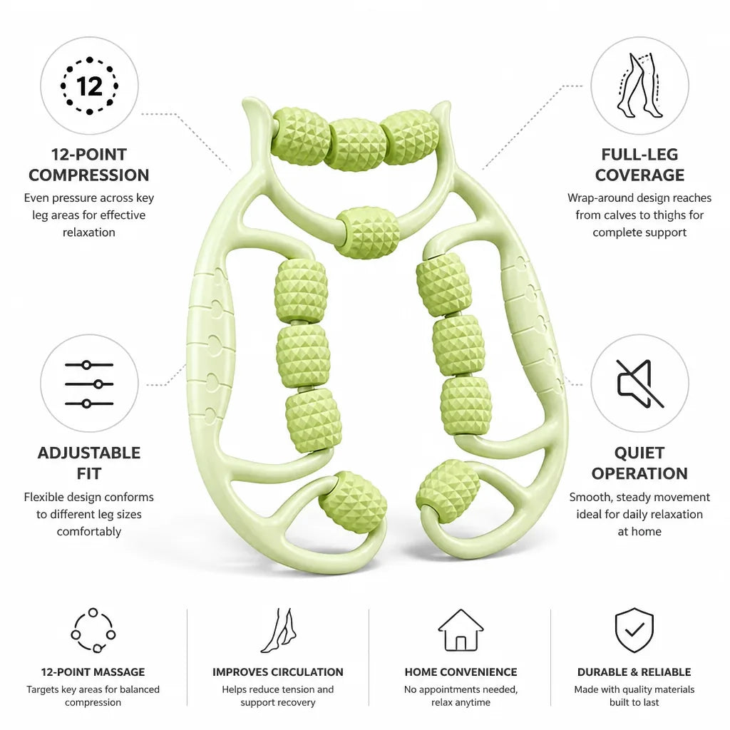 Leg Massager 12-Point Compression Full-Leg Coverage & Adjustable Fit