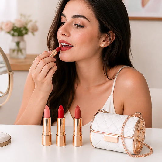 Lipstick Set Matte Long-Lasting Mini Faux Leather Case