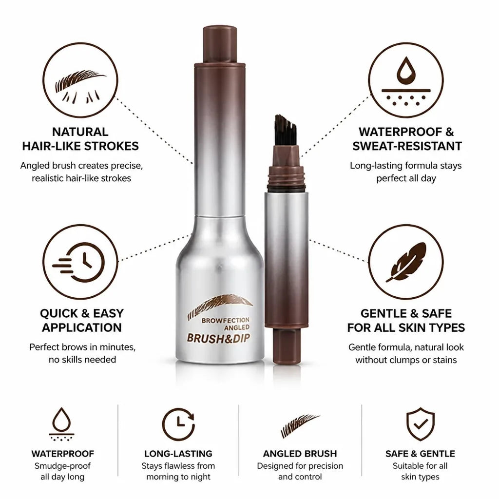 Liquid Eyebrow Enhancer Angled Precision Brush Waterproof & Long-Lasting