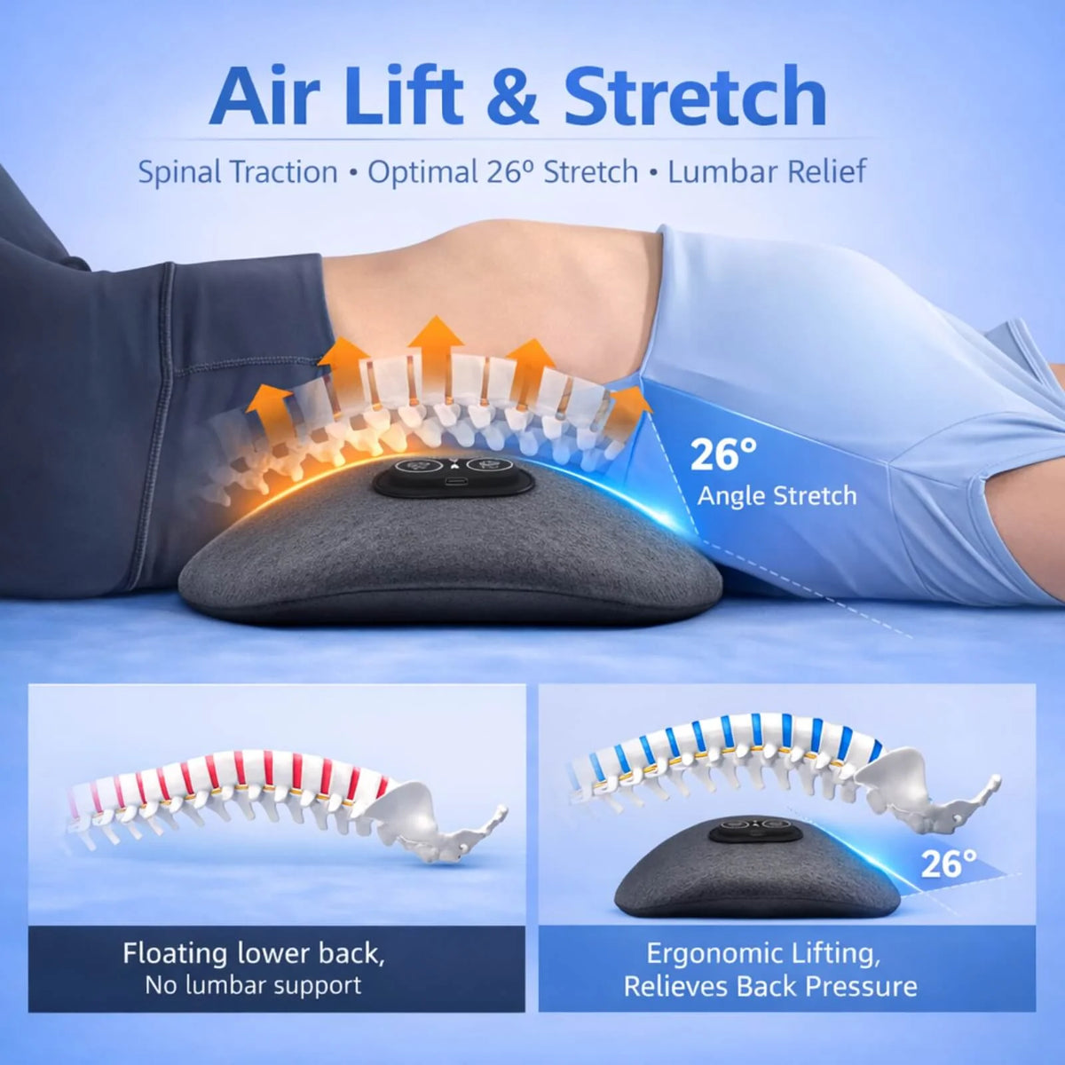 Lower Back Massager Vibration & Heat Lumbar Support