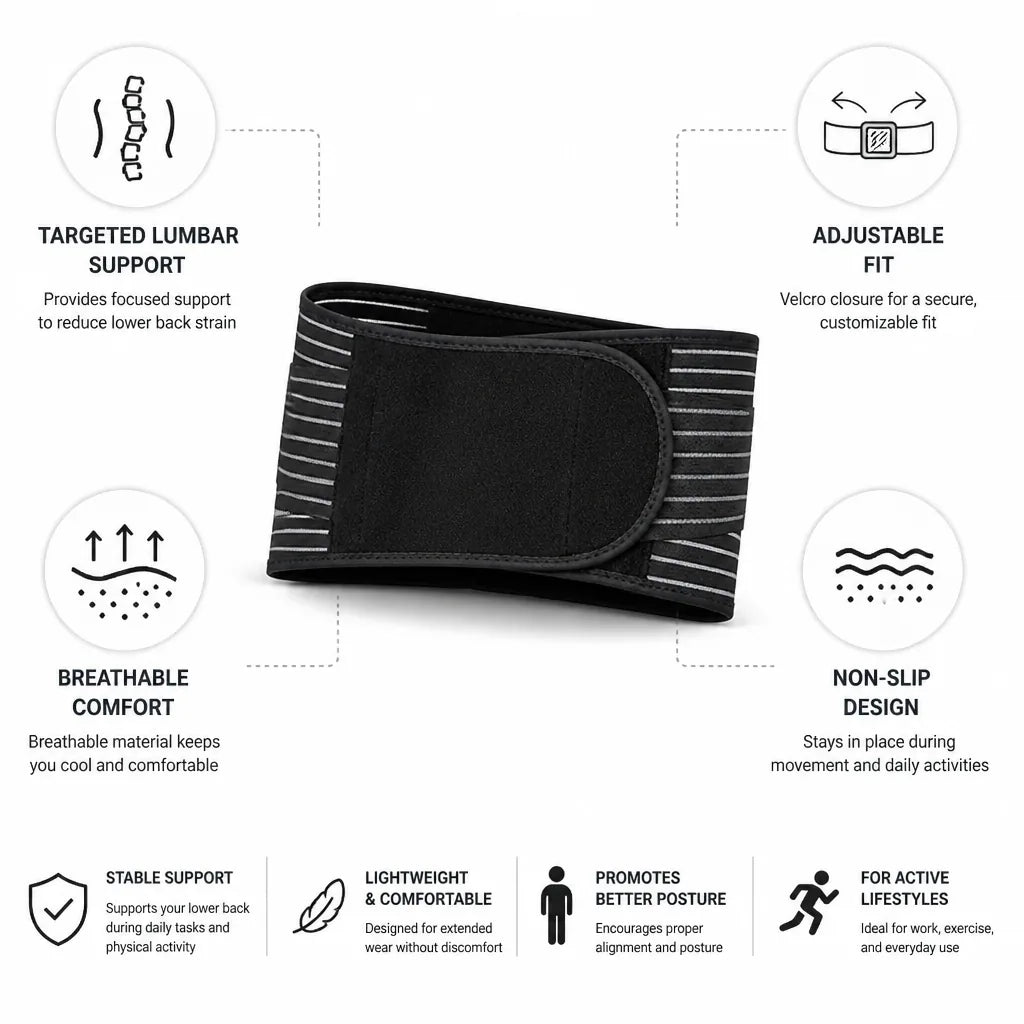 Lumbar Support Belt Breathable Adjustable Non-Slip