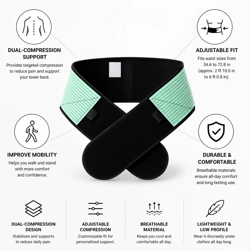 Lumbar Support Belt Dual-Compression & Adjustable Fit