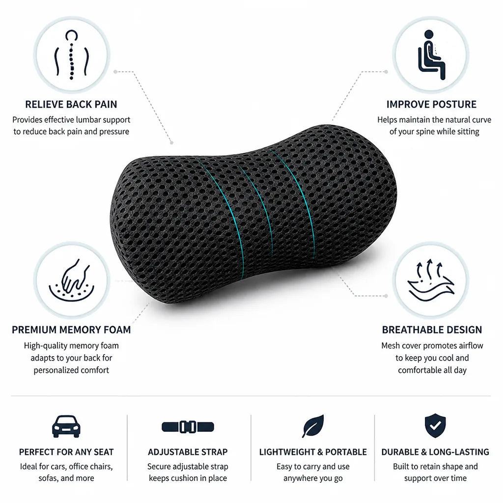 Lumbar Support Cushion Ergonomic Memory Foam