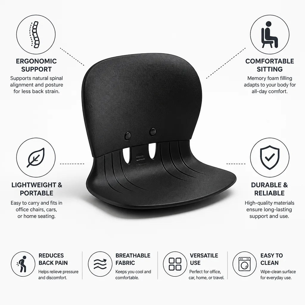 Lumbar Support Seat Cushion Memory Foam Ergonomic Portable
