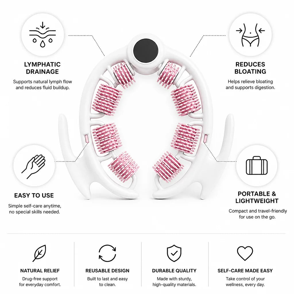 Lymphatic Drainage Massager Handheld Portable Bloating Relief