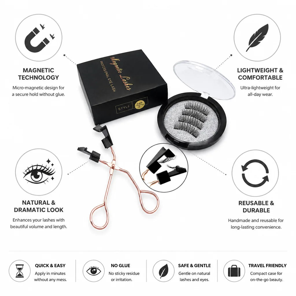 Magnetic Eyelashes 3D Volume No Glue Reusable