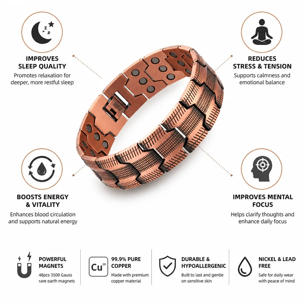 Magnetic Therapy Bracelet Beaded Bronze & Black