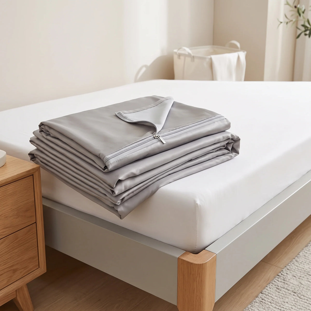 Mattress Encasement Allergen-Proof Six-Sided Satin Zipper Deep Pocket Fit