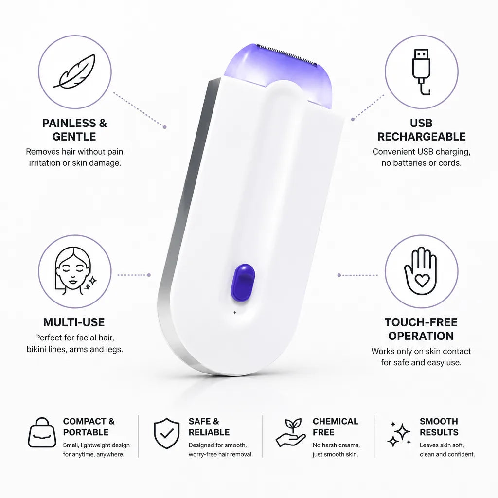 Mini Epilator Painless Touch-Free USB Rechargeable
