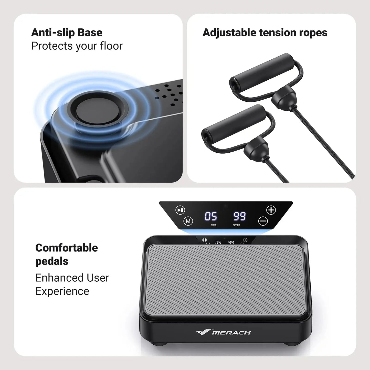 Mini Vibration Plate 99-Speed Remote & Resistance Bands
