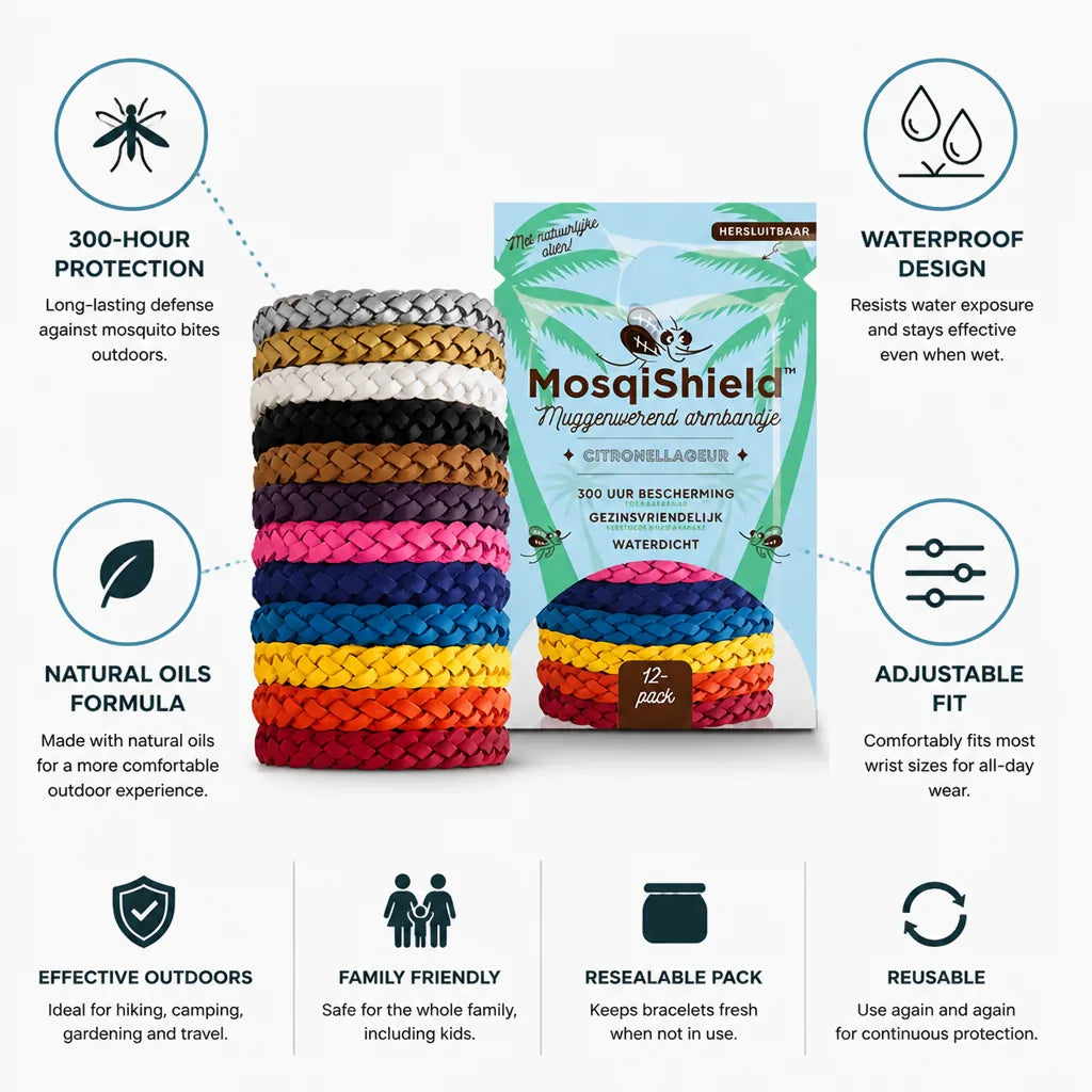 Mosquito Repellent Bracelet Waterproof & Adjustable 300-Hour Protection
