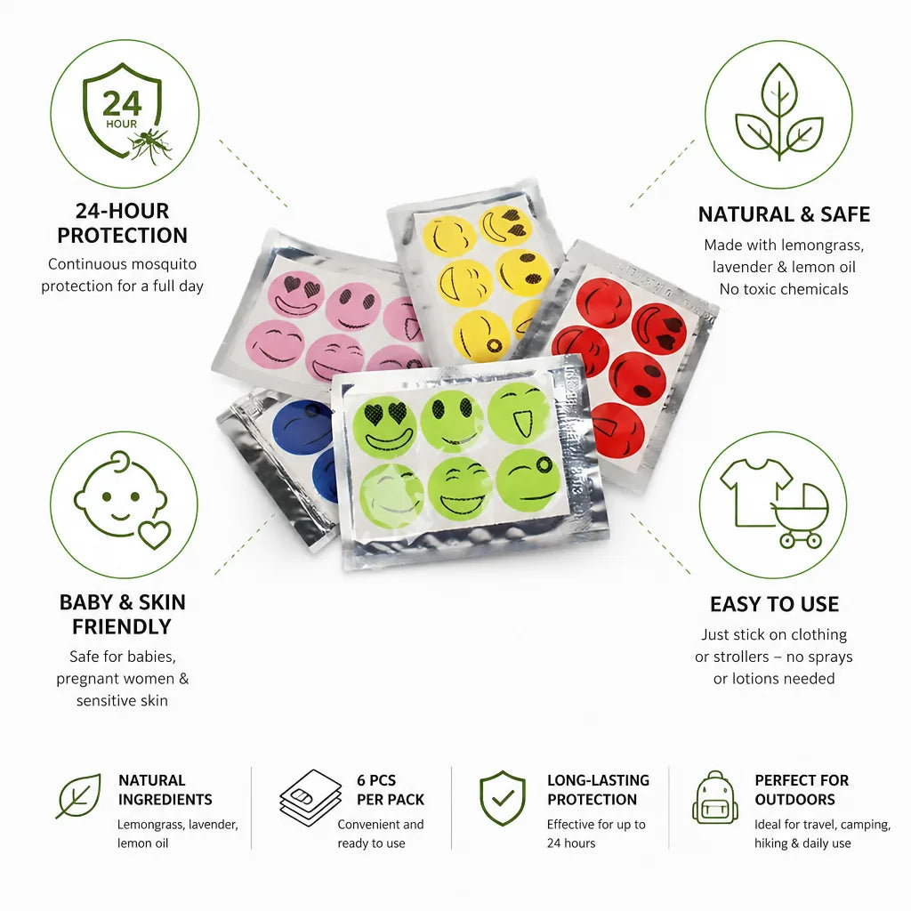 Mosquito Repellent Stickers 24-Hour Protection Natural Lemongrass & Lavender