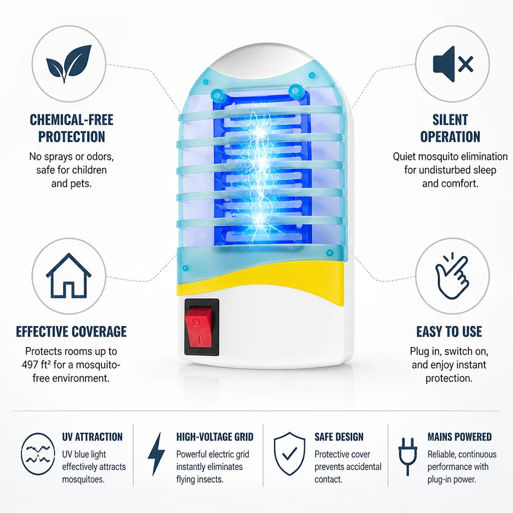Mosquito Zapper UV Light Chemical-Free 497 Sq Ft Coverage