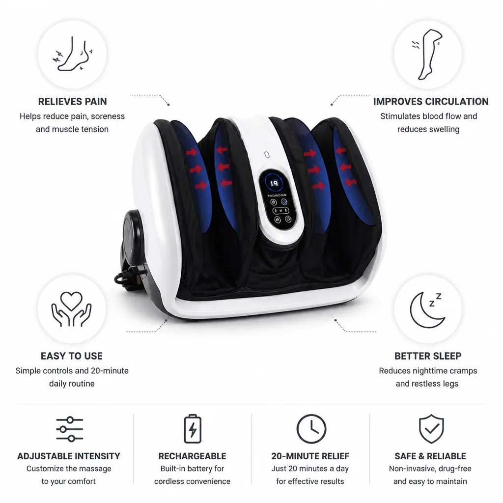 Muscle Stimulator Rechargeable & Adjustable 20-Min Relief