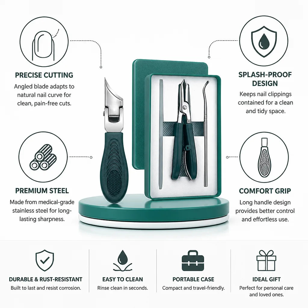 Nail Clippers Angled Blade For Thick & Ingrown Nails