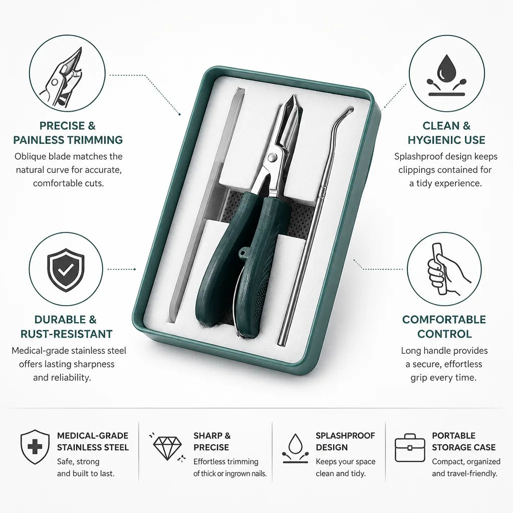 Nail Clippers Oblique Blade Thick & Ingrown Stainless Steel