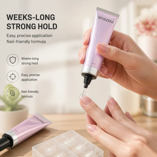 Nail Glue Gel Weeks-Long Hold Nail-Friendly 2-Pack