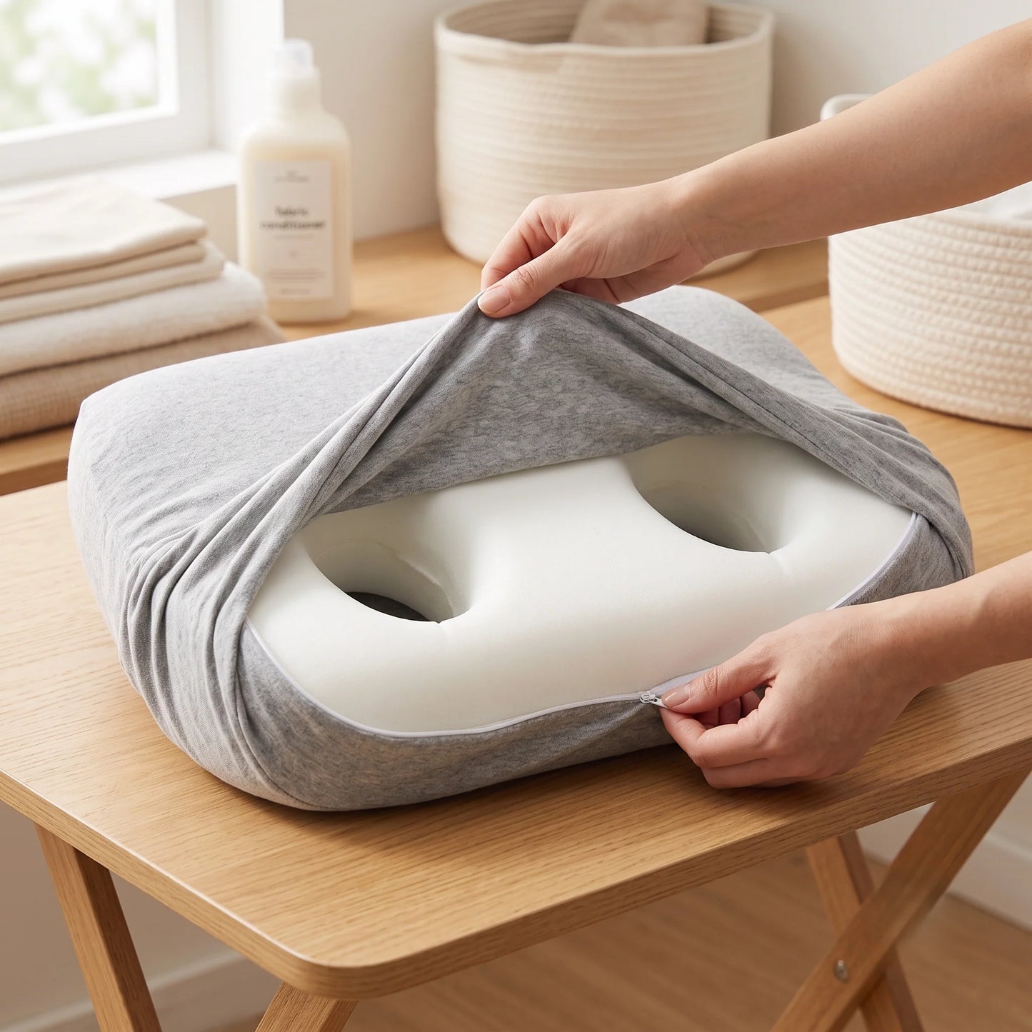Neck Pillow Ergonomic Memory Foam Dual Ear Openings