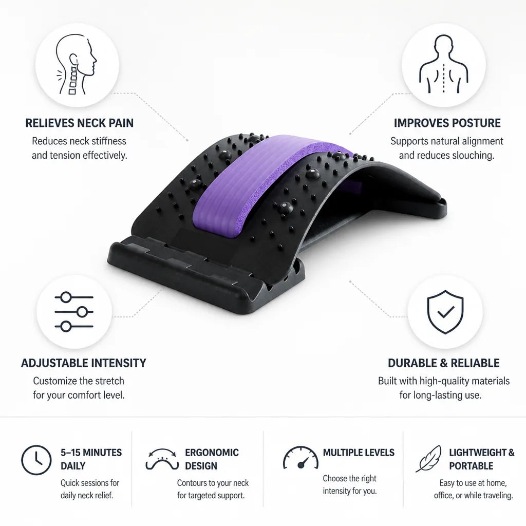 Neck Stretcher Ergonomic Adjustable Intensity Posture Support