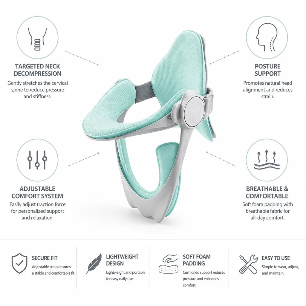 Neck Traction Device Adjustable Air Support & Foam Padding