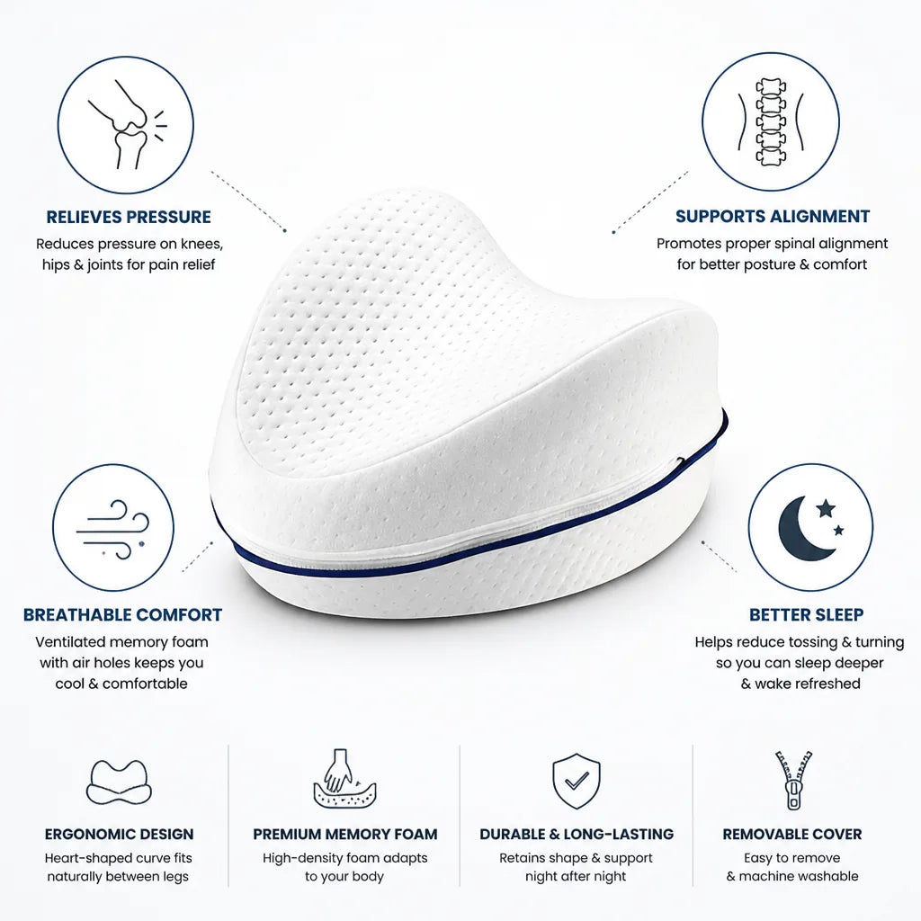 Orthopedic Knee Pillow Ventilated Memory Foam Heart-Shaped