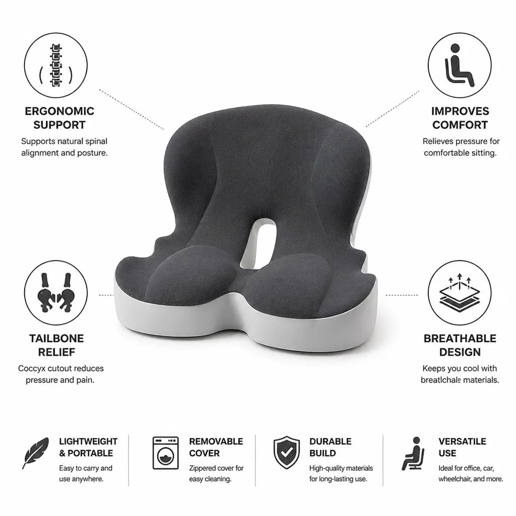 Orthopedic Seat Cushion Coccyx Cutout Tailbone Relief