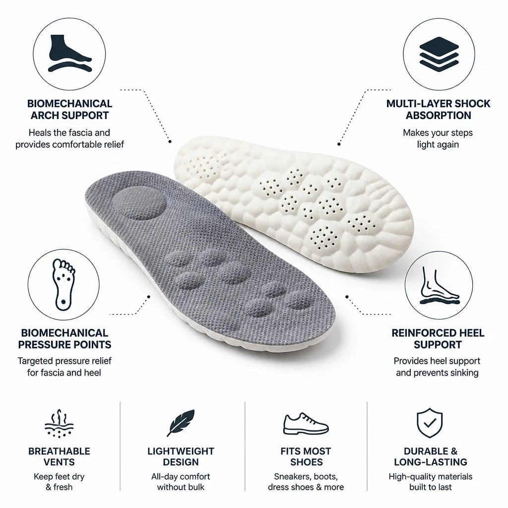 Orthotic Insoles Targeted Pressure Relief Heel Support
