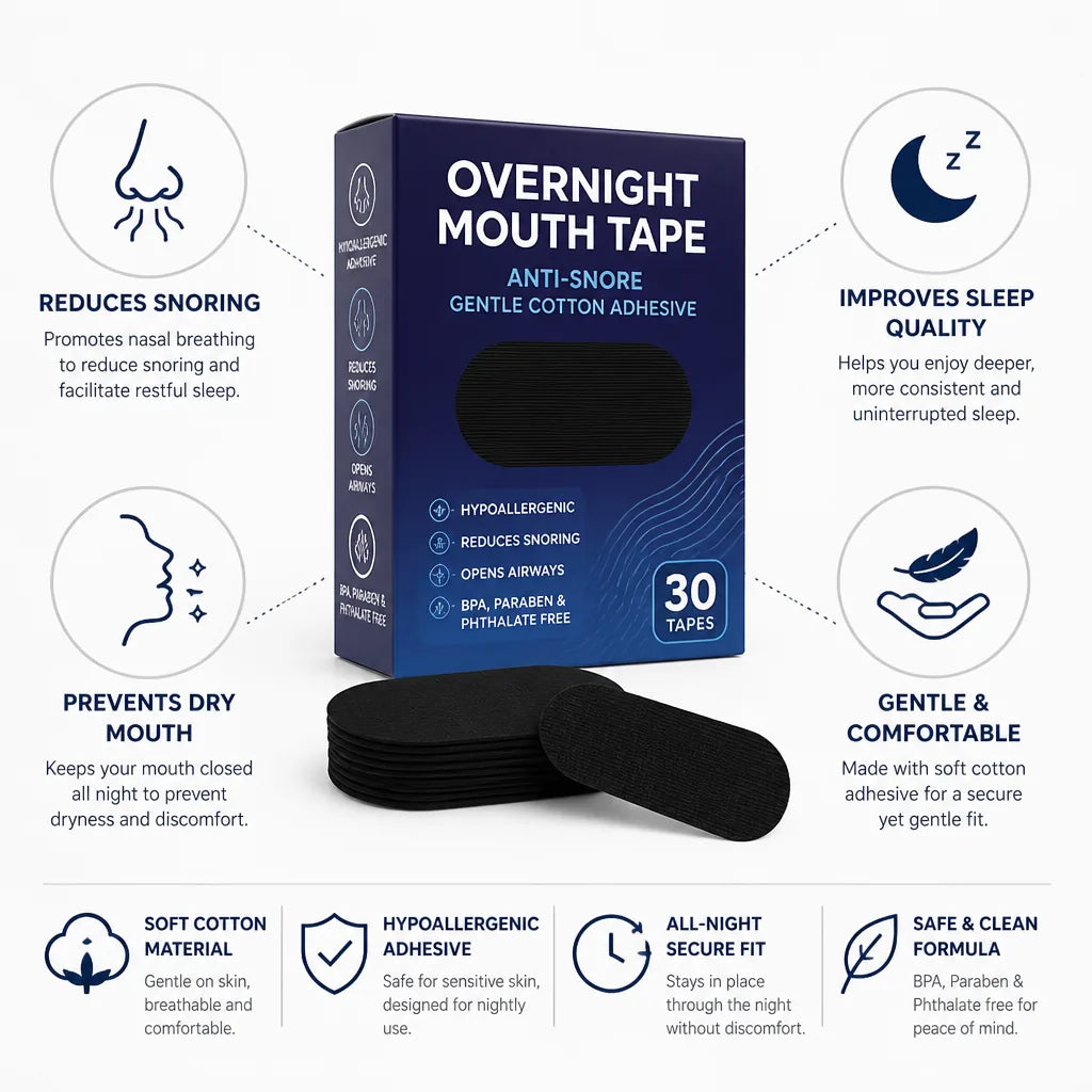 Overnight Mouth Tape Anti-Snore Gentle Cotton Adhesive