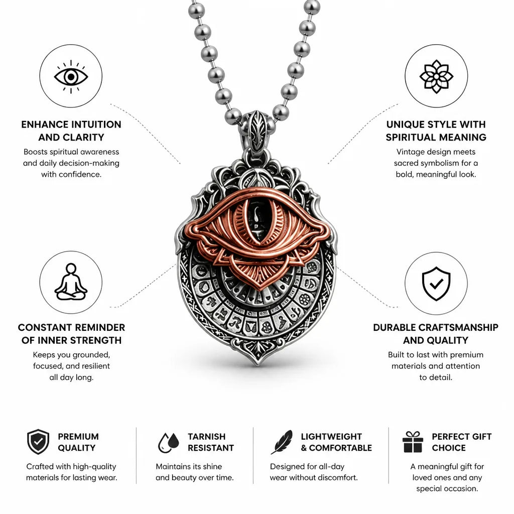 Pendant Necklace Vintage Mystic Eye Gold & Silver